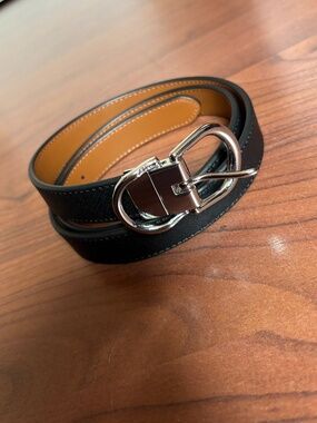 Ralph Lauren Reversible Leather Belt Black Brown Swivel Buckle